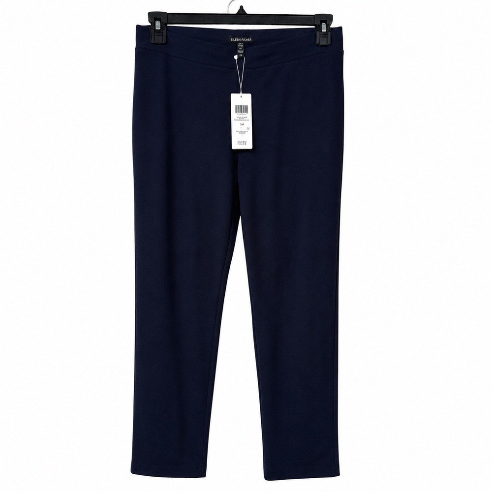 Eileen Fisher NEW Womens Small Slim Ankle Pant Midnight Navy Blue Minimalist